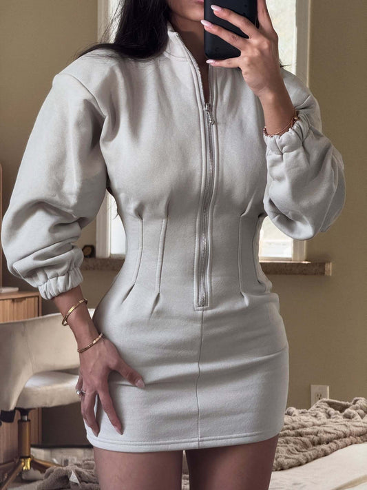 Women's American Hot Stand Collar Long-sleeved Tight-fitting Skirts