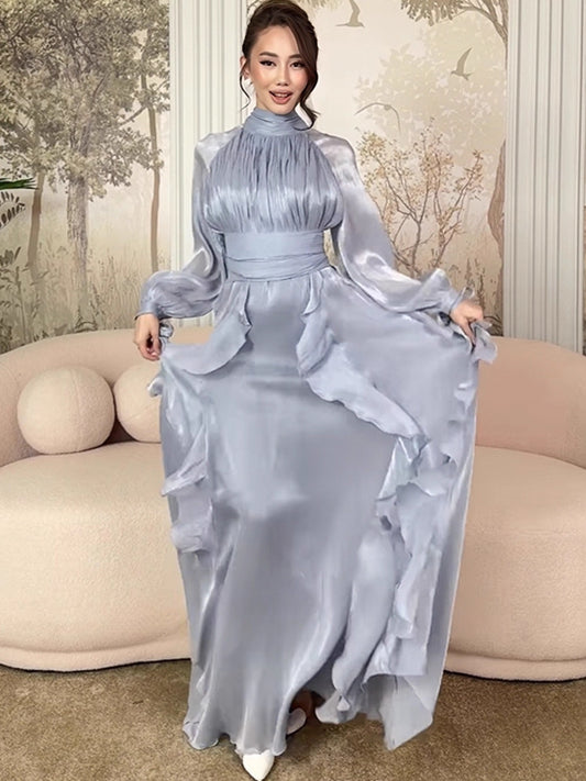 Classic Autumn Long Elegant Graceful Waist Dress