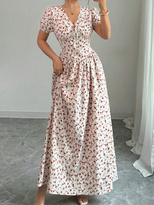 Charming Women's Summer Floral Print Maxi Dress